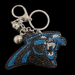 Carolina Panther Rhinestone Bag Charm Keychain